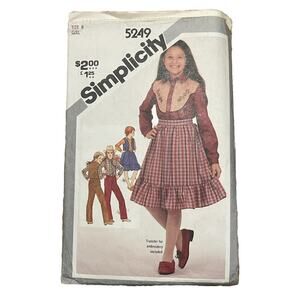 Simplicity Sewing Pattern Western Vintage Dress Skirt Pants Vest Girls 8 Cut